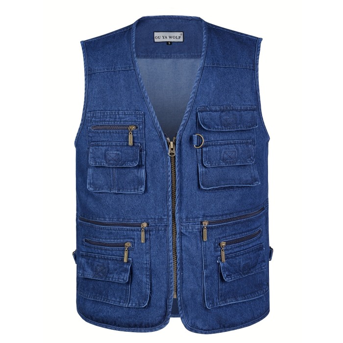 Men's Zipper Pockets Cargo Vest - Casual Outwear for Spring and Summer - Ideal for Outdoor Activities