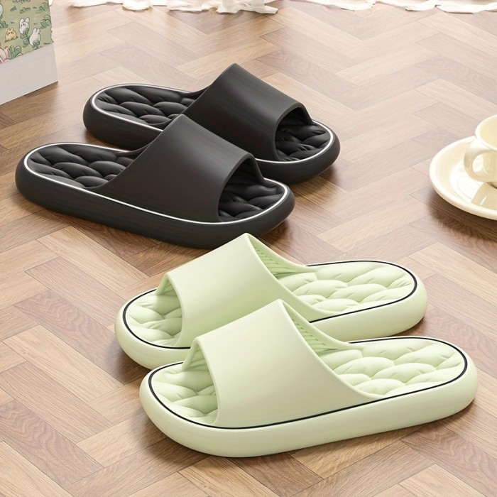 Simple Solid Color Slides, Casual Open Toe Soft Sole Shoes, Comfortable Indoor Home Bathroom Slides