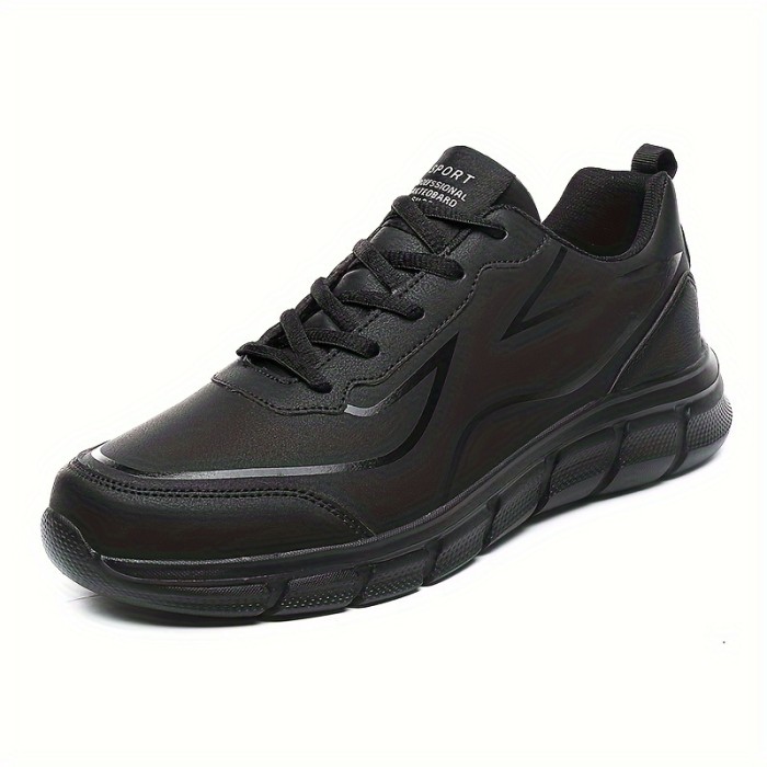 PLUS SIZE Men's Solid Casual Shoes, Comfy Non Slip Lace Up Sneakers For Men's Outdoor Activities