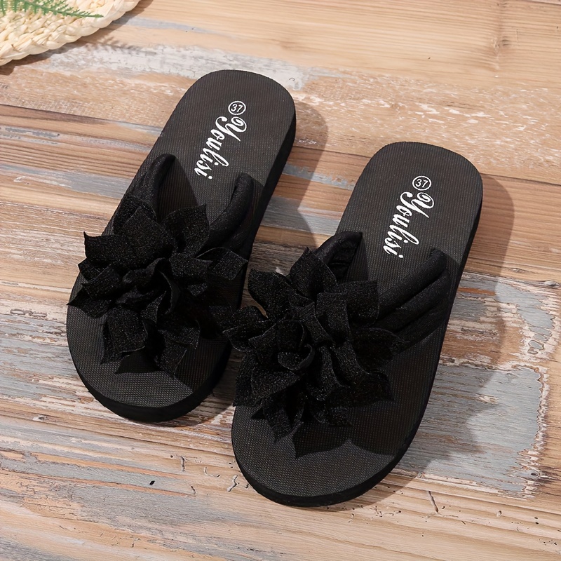 womens floral decor flip flops soft sole lightweight casual slip on slides vacation beach summer slides details 7