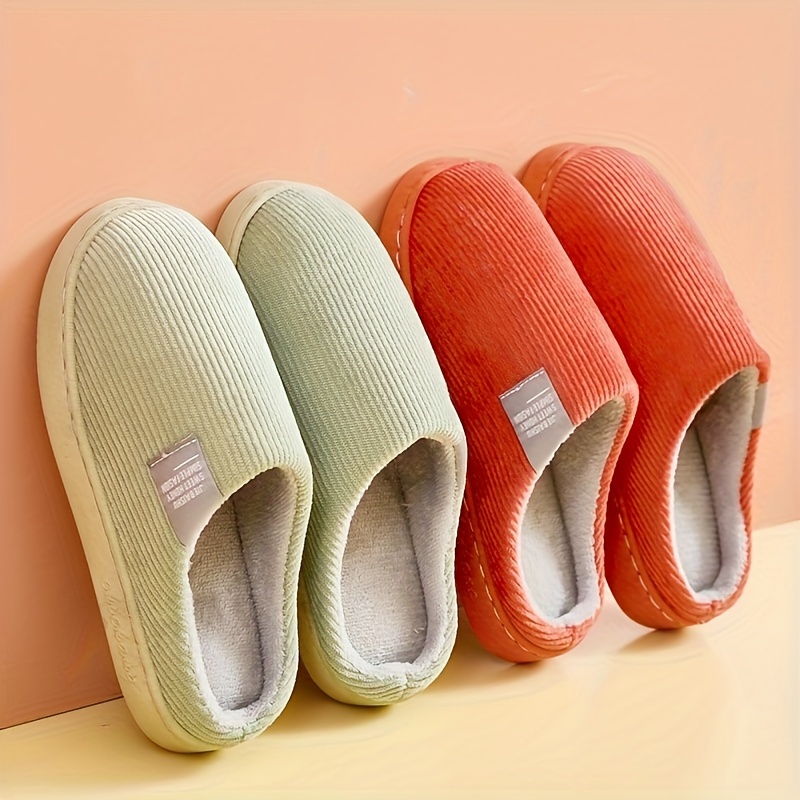 womens thick bottom home slippers household plush slippers anti slip thermal slippers details 0