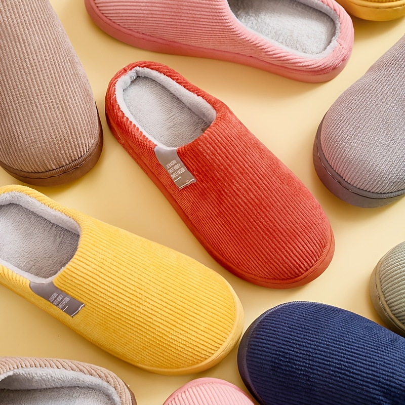 womens thick bottom home slippers household plush slippers anti slip thermal slippers details 1