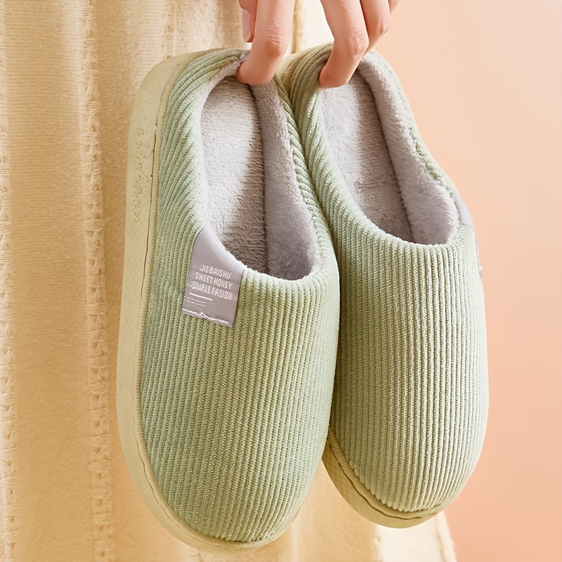 womens thick bottom home slippers household plush slippers anti slip thermal slippers details 4