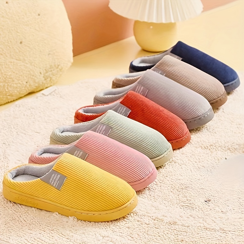 womens thick bottom home slippers household plush slippers anti slip thermal slippers details 5