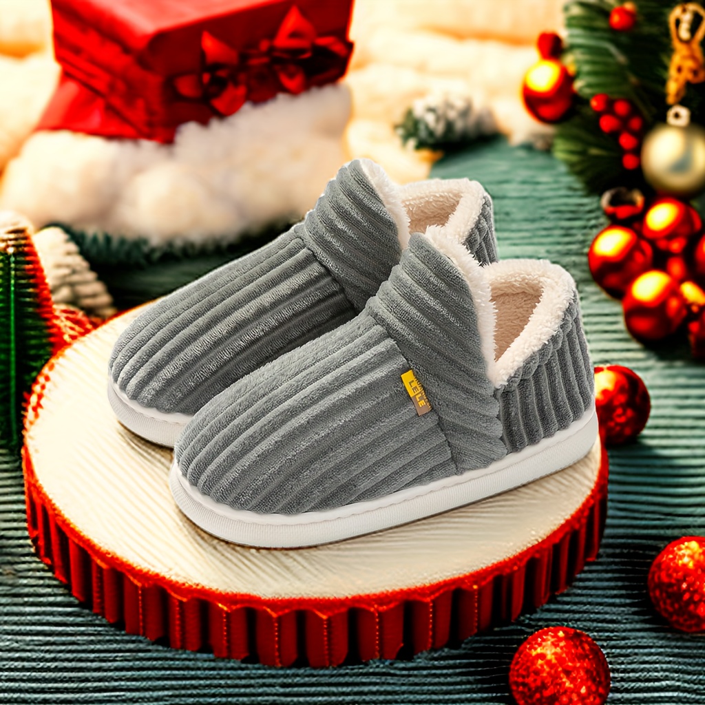 solid color platform plush slippers slip on casual soft sole cozy lined shoes winter non slip home warm shoes details 5