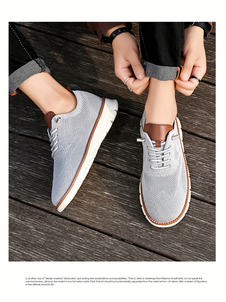 knit breathable sneakers men s trendy solid woven comfy non details 3