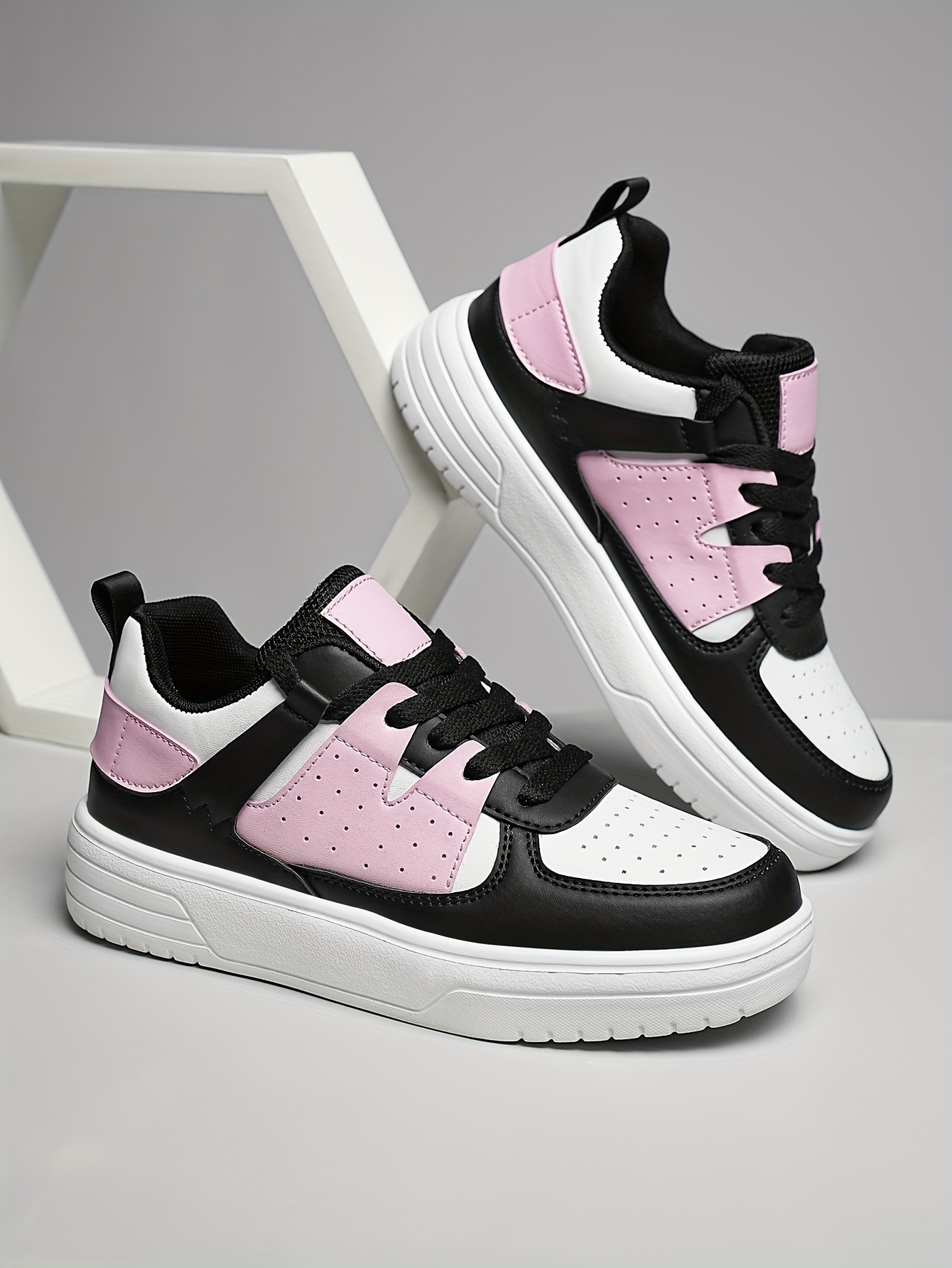 colorblock casual sneakers women s lace platform soft sole details 2