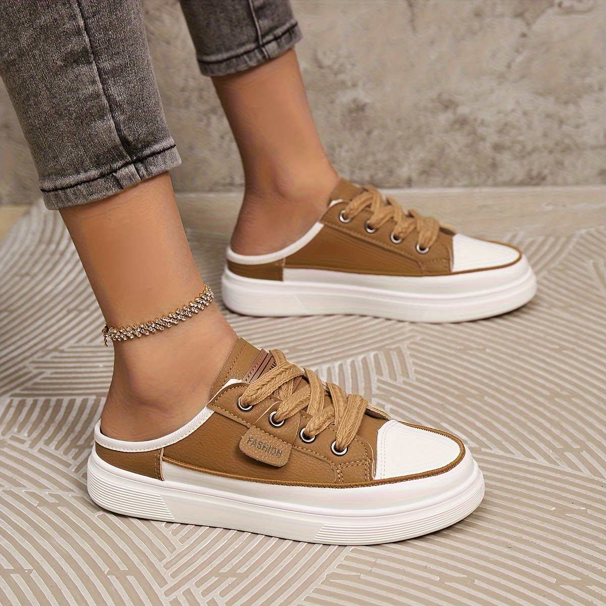 solid color casual sneakers women s lace platform soft sole details 7