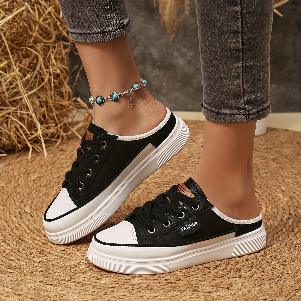 solid color casual sneakers women s lace platform soft sole details 12