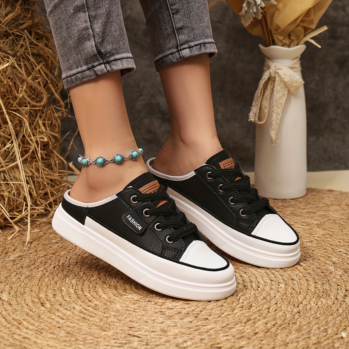 solid color casual sneakers women s lace platform soft sole details 13