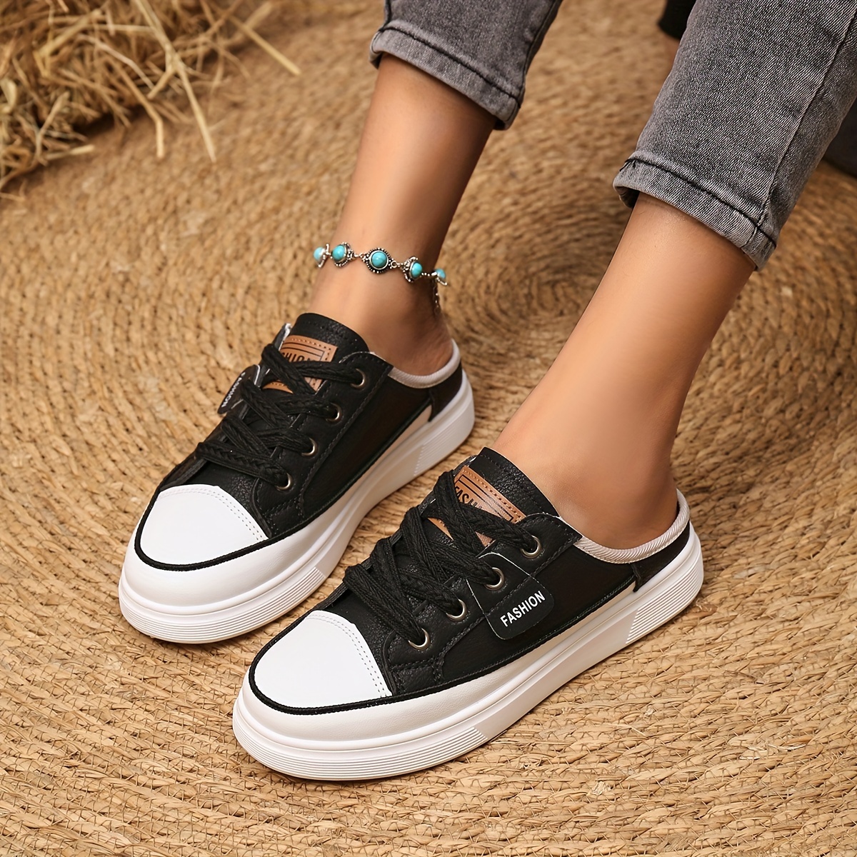 solid color casual sneakers women s lace platform soft sole details 14