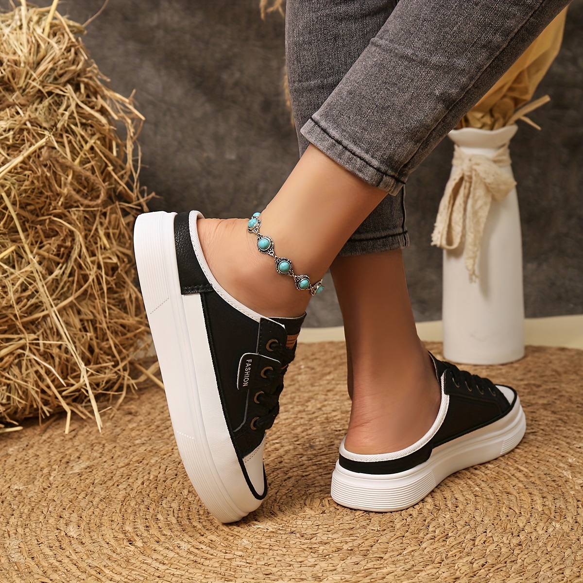 solid color casual sneakers women s lace platform soft sole details 16